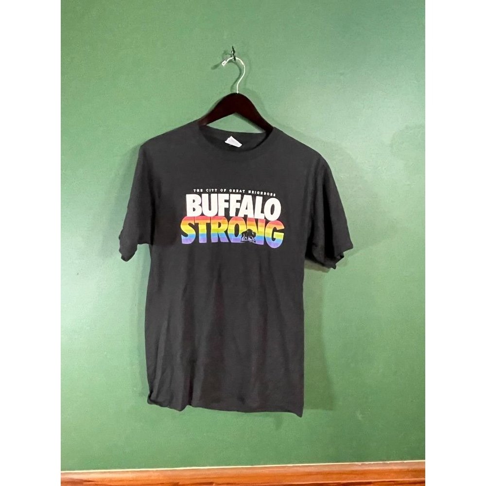 Buffalo Strong - Pride - Men's Black Short Sleeve Logo T-Shirt- Size S